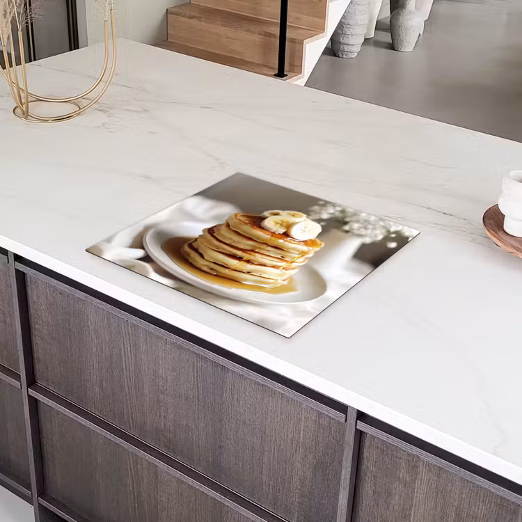 Pannenkoeken - Banaan - Siroop - Wit - Beige Inductie beschermer vinyl 3mm middel -sfeer8