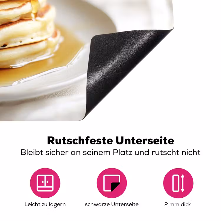 Pannenkoeken - Banaan - Siroop - Wit - Beige Inductie beschermer vinyl 3mm klein -zzzzzzz-lf-onderkant