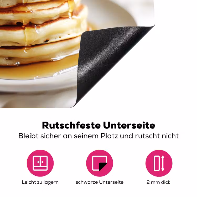 Pannenkoeken - Banaan - Siroop - Wit - Beige Inductie beschermer vinyl 3mm middel -zzzzzzz-lf-onderkant