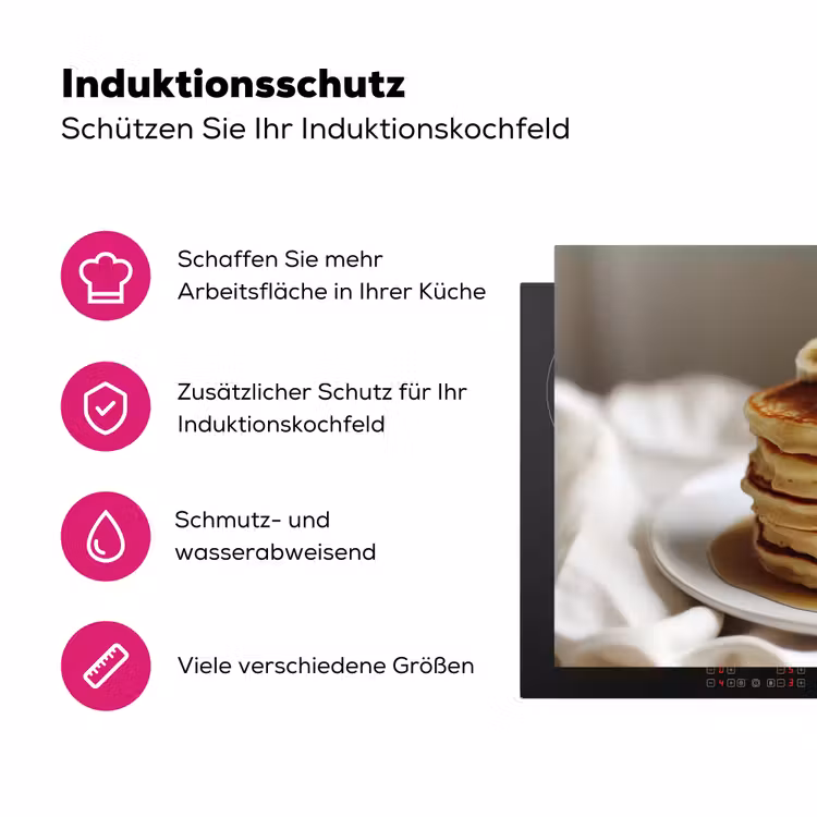 Pannenkoeken - Banaan - Siroop - Wit - Beige Inductie beschermer vinyl 3mm klein -zzzzzzz-lf-ups
