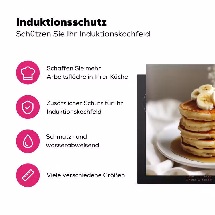 Pannenkoeken - Banaan - Siroop - Wit - Beige Inductie beschermer vinyl 3mm middel -zzzzzzz-lf-ups