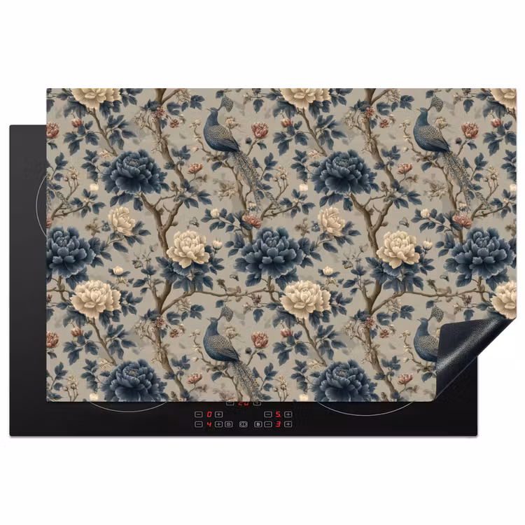 Pauw - Bloemen - Blauw Inductie beschermer vinyl 3mm klein 276 -3d
