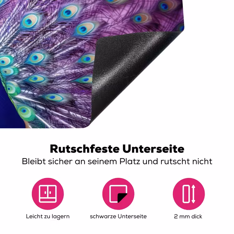 Pauw - Koksmuts - Cool - Paars Inductie beschermer vinyl 3mm klein -zzzzzzz-lf-onderkant