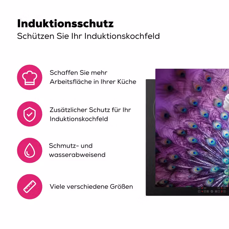 Pauw - Koksmuts - Cool - Paars Inductie beschermer vinyl 3mm klein -zzzzzzz-lf-ups