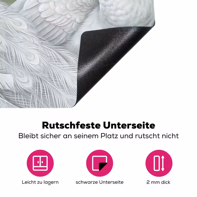 Pauwen - Wit - Natuur - Groen Inductie beschermer vinyl 3mm klein -zzzzzzz-lf-onderkant