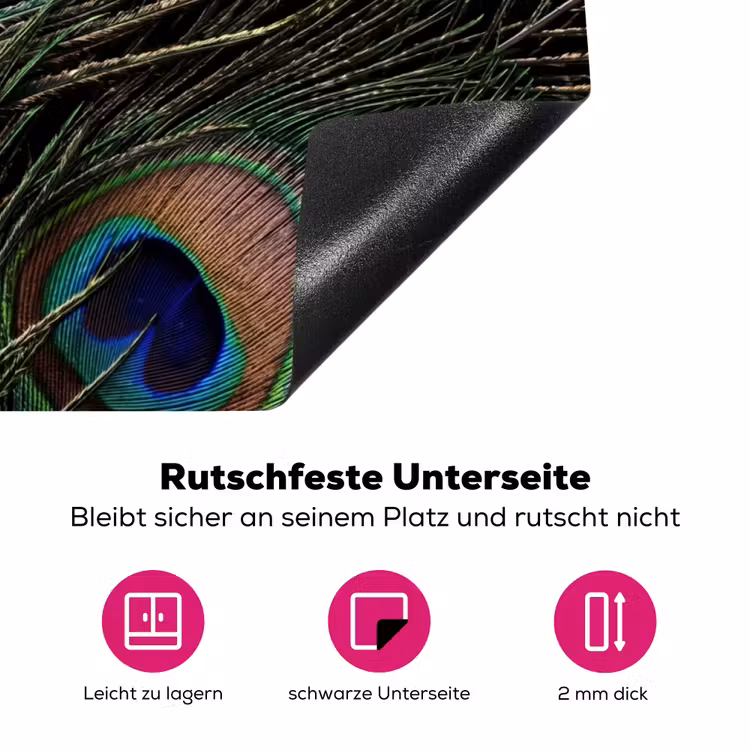 Pauwenveren - Klassiek - Groen Inductie beschermer vinyl 3mm klein -zzzzzzz-lf-onderkant
