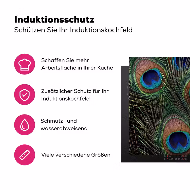 Pauwenveren - Klassiek - Groen Inductie beschermer vinyl 3mm klein -zzzzzzz-lf-ups