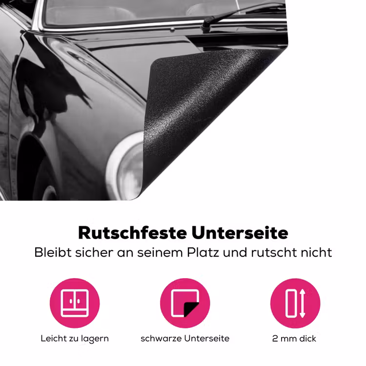 Paard - Auto - Zwart - Wit Inductie beschermer vinyl 3mm klein -zzzzzzz-lf-onderkant
