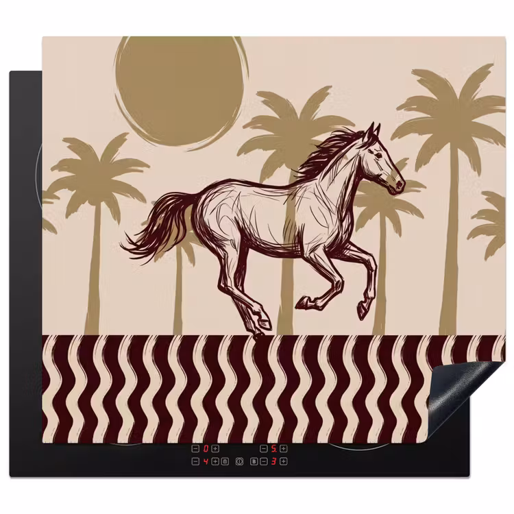 Paard - Galopperend - Woestijn - Illustratie Inductie beschermer vinyl 3mm middel -3d