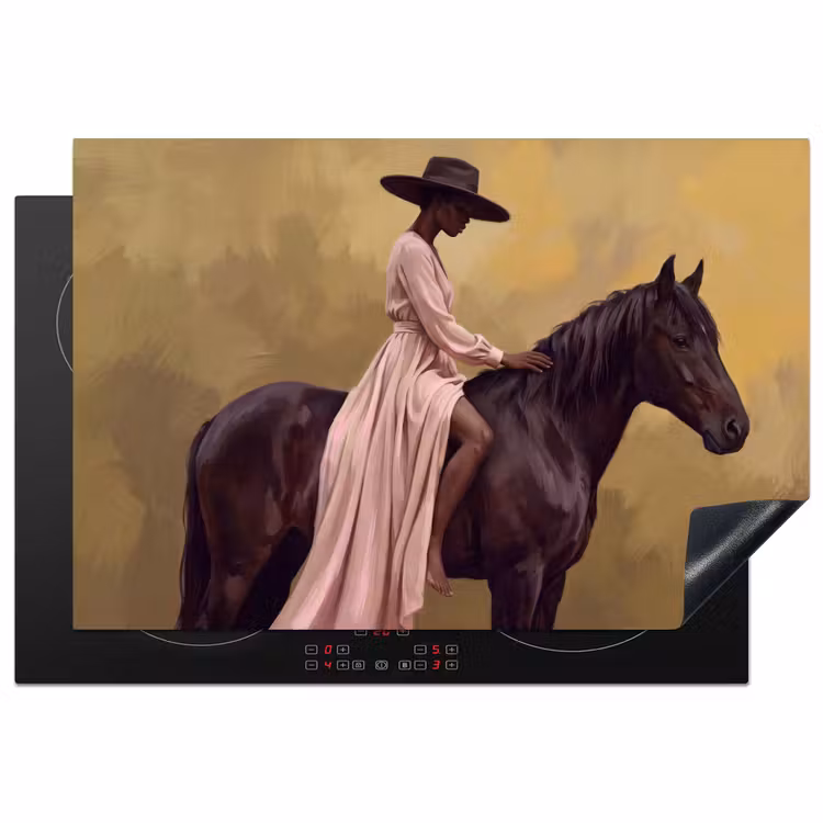 Paard - Klassiek - Oker Inductie beschermer vinyl 3mm klein -3d