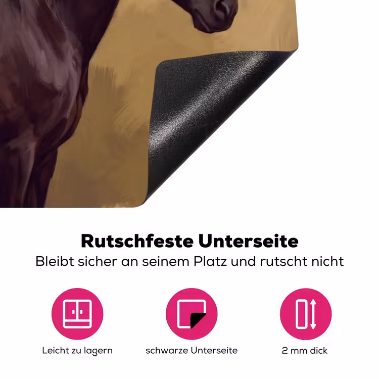 Paard - Klassiek - Oker Inductie beschermer vinyl 3mm klein -zzzzzzz-lf-onderkant