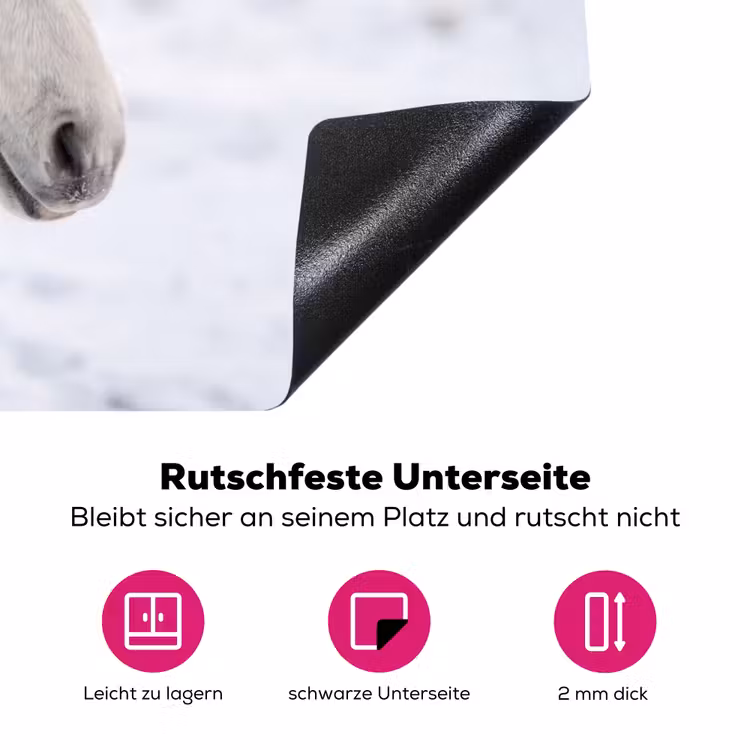 Paard - Kop - Winter - Dieren - Wit Inductie beschermer vinyl 3mm klein -zzzzzzz-lf-onderkant