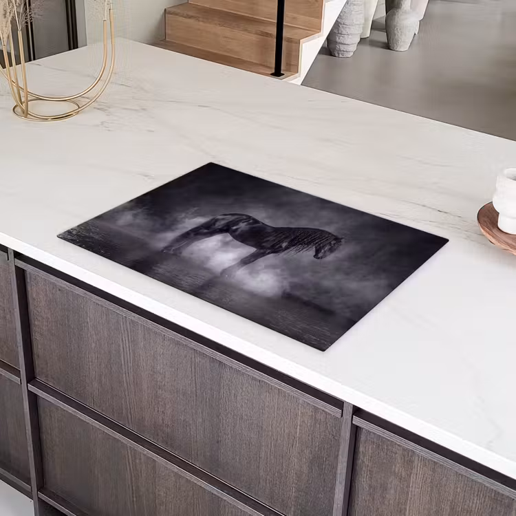 Paard - Magisch - Zwart Inductie beschermer vinyl 3mm klein -sfeer8