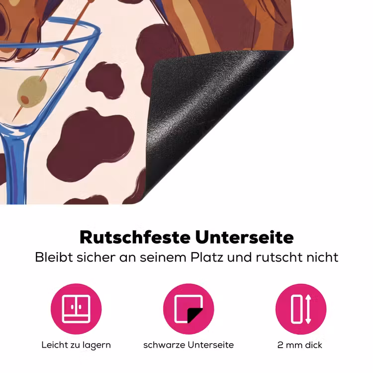 Paard - Martini - Dieren - Abstract - Bruin Inductie beschermer vinyl 3mm middel -zzzzzzz-lf-onderkant