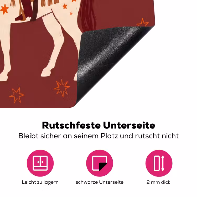 Paard - Ruiter - Sterren - Nacht - Illustratie Inductie beschermer vinyl 3mm middel -zzzzzzz-lf-onderkant