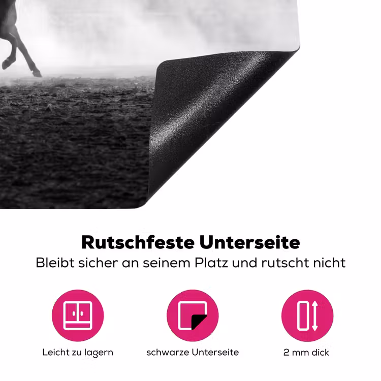 Paard - Ren - Stof - Zwart-wit - Dieren Inductie beschermer vinyl 3mm klein -zzzzzzz-lf-onderkant