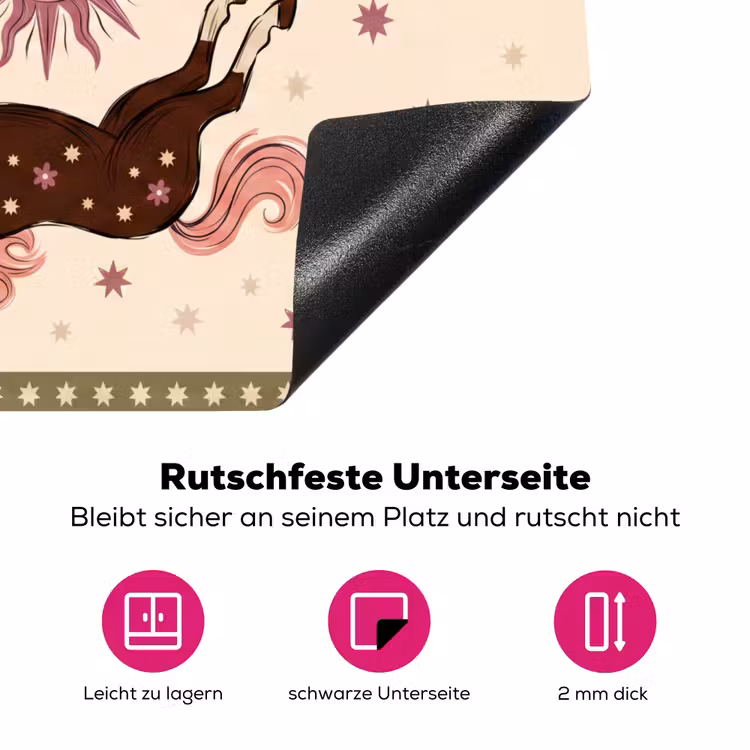 Paard - Zon - Mystiek - Illustratie - Roze Inductie beschermer vinyl 3mm middel -zzzzzzz-lf-onderkant