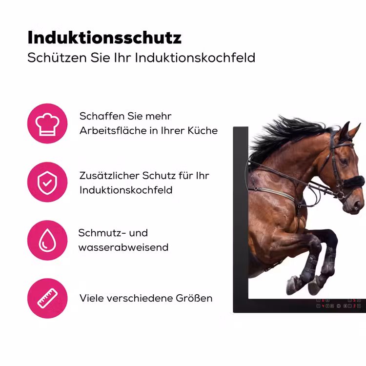 Paard - Springen - Modern Inductie beschermer vinyl 3mm klein -zzzzzzz-lf-ups