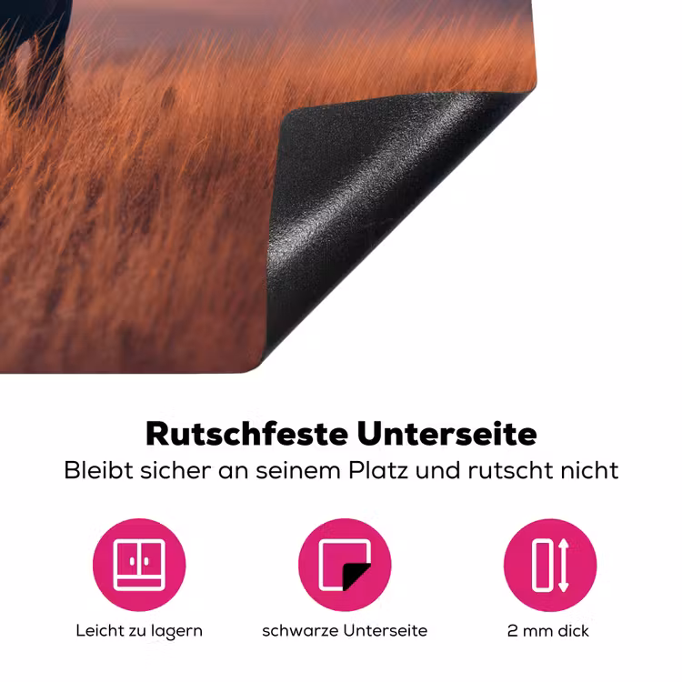 Paard - Wolken - Open veld Inductie beschermer vinyl 3mm klein -zzzzzzz-lf-onderkant