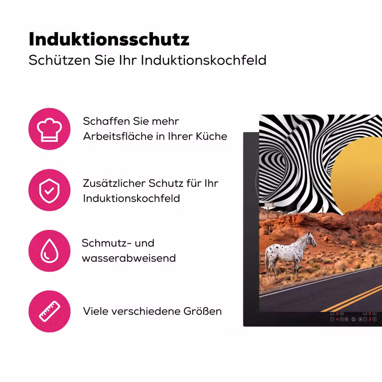 Herdabdeckplatte - Pferd – Wüste – Natur - Paard - Woestijn - Natuur Inductie beschermer vinyl 3mm middel