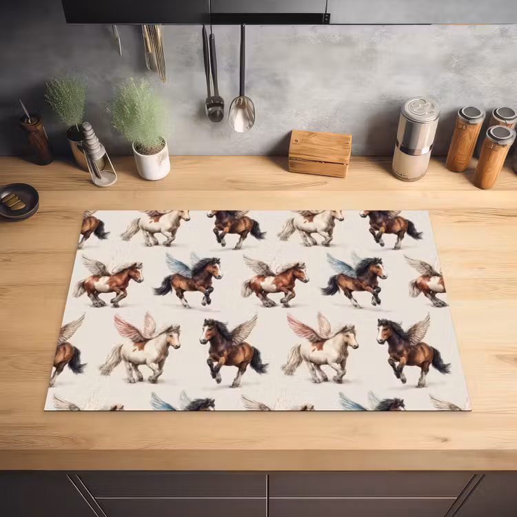 Paarden - Vleugels - Kleurrijk Inductie beschermer vinyl 3mm klein 276 -sfeer5