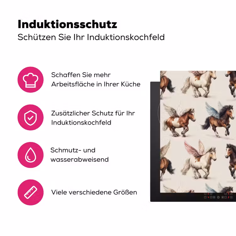 Paarden - Vleugels - Kleurrijk Inductie beschermer vinyl 3mm klein 276 -zzzzzzz-lf-ups