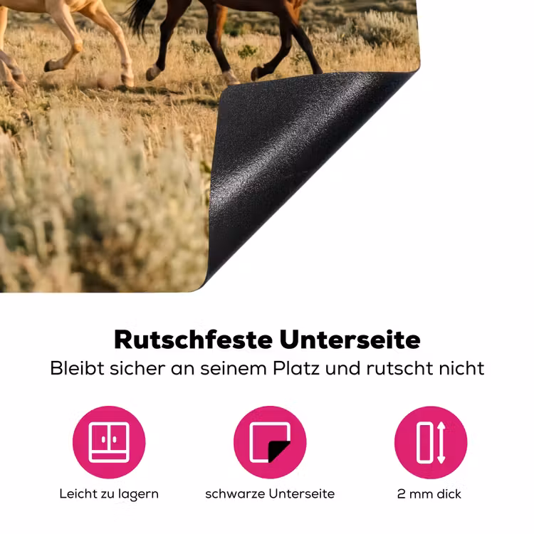 Paarden - Kudde - Bergen - Vrijheid - Wild Inductie beschermer vinyl 3mm klein -zzzzzzz-lf-onderkant