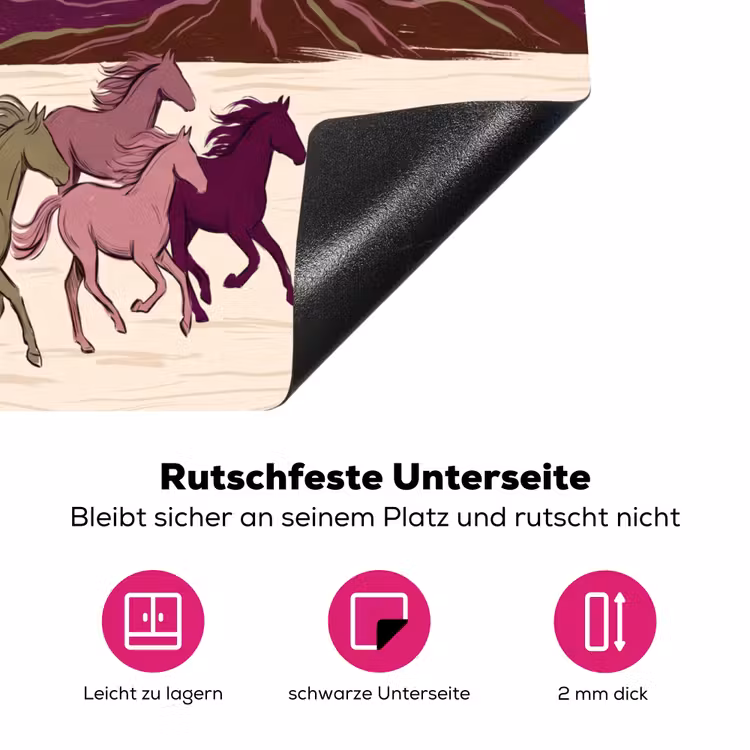 Paarden - Rennend - Woestijn - Natuur - Abstract Inductie beschermer vinyl 3mm middel -zzzzzzz-lf-onderkant