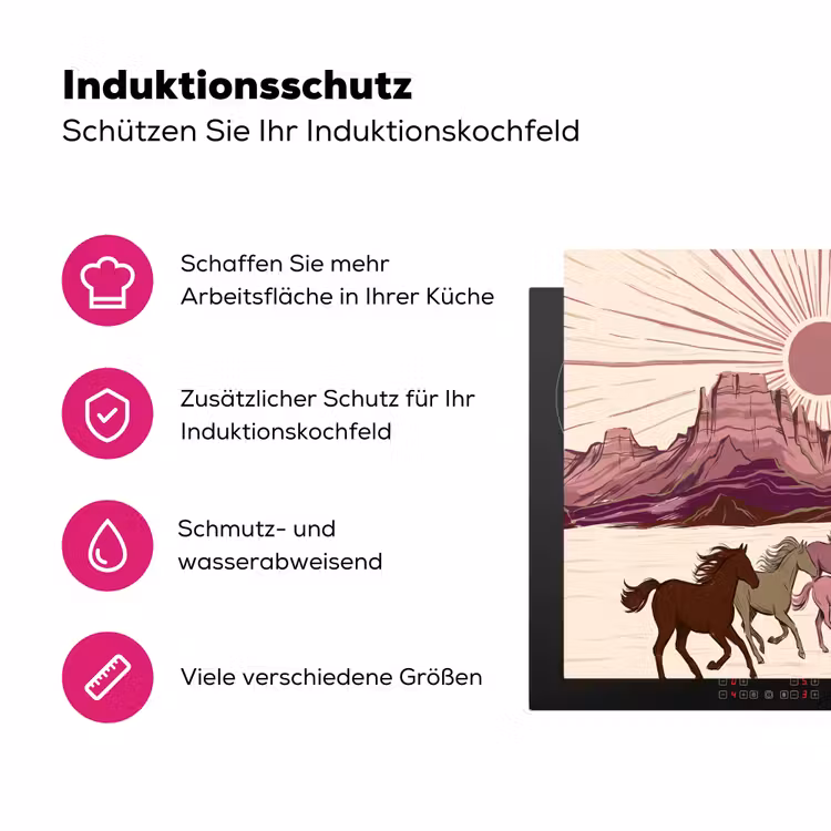 Paarden - Rennend - Woestijn - Natuur - Abstract Inductie beschermer vinyl 3mm middel -zzzzzzz-lf-ups