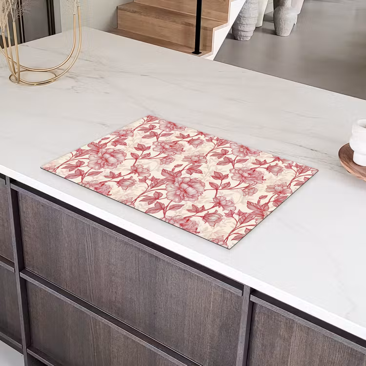 Pioenrozen - Modern - Rood Inductie beschermer vinyl 3mm klein 276 -sfeer8