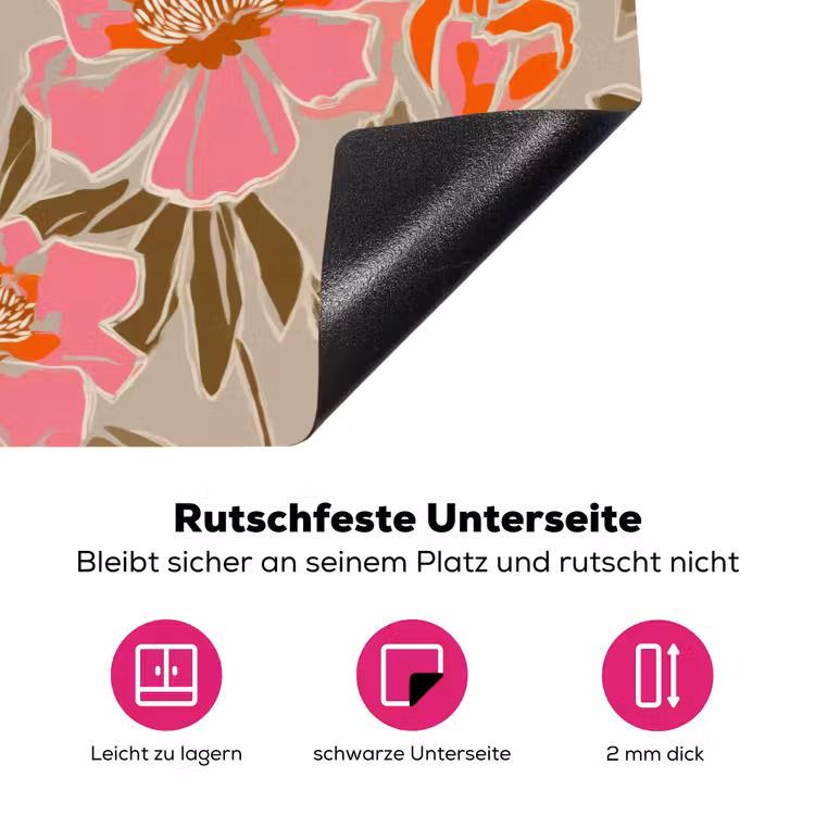 Pioenrozen - Patroon - Roze Inductie beschermer vinyl 3mm klein 276 -zzzzzzz-lf-onderkant