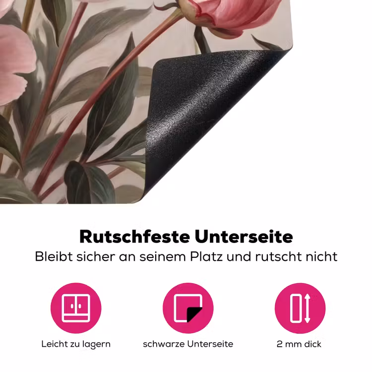 Pioenrozen - Boeket - Roze Inductie beschermer vinyl 3mm klein -zzzzzzz-lf-onderkant