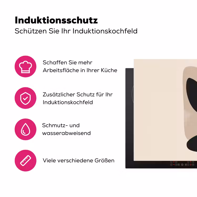 Plant - Beige - Japandi Inductie beschermer vinyl 3mm klein -zzzzzzz-lf-ups
