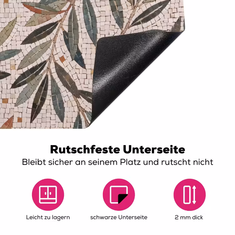 Plant - Blad - Mozaïek - Groen Inductie beschermer vinyl 3mm middel -zzzzzzz-lf-onderkant