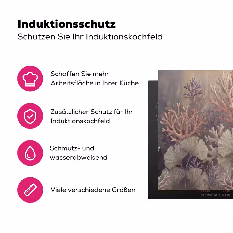 Plant - Bladeren - Zee - Illustratie - Groen Inductie beschermer vinyl 3mm klein -zzzzzzz-lf-ups