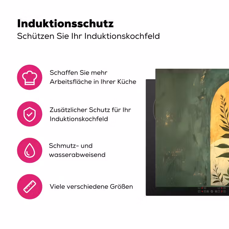 Plant - Bloemen - Wit Inductie beschermer vinyl 3mm klein -zzzzzzz-lf-ups
