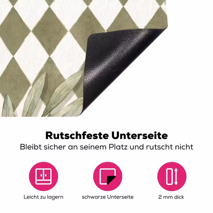 Plant - Olijftakken - Waterverf - Mediterraan - Groen Inductie beschermer vinyl 3mm middel -zzzzzzz-lf-onderkant