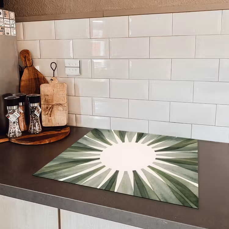 Planten - Abstract - Waterverf - Groen - Natuur Inductie beschermer vinyl 3mm middel -sfeer3