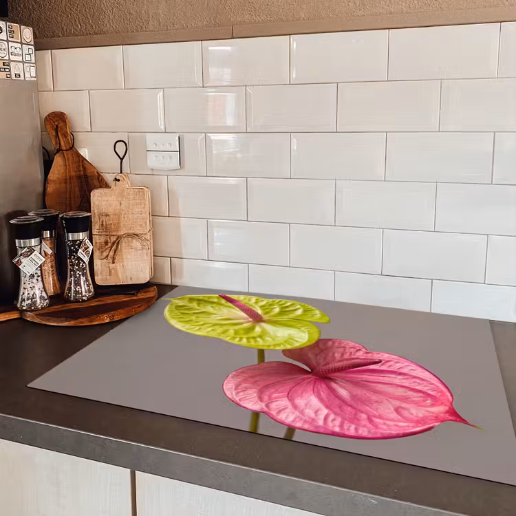 Planten - Anthurium - Groen - Roze Inductie beschermer vinyl 3mm klein -sfeer3