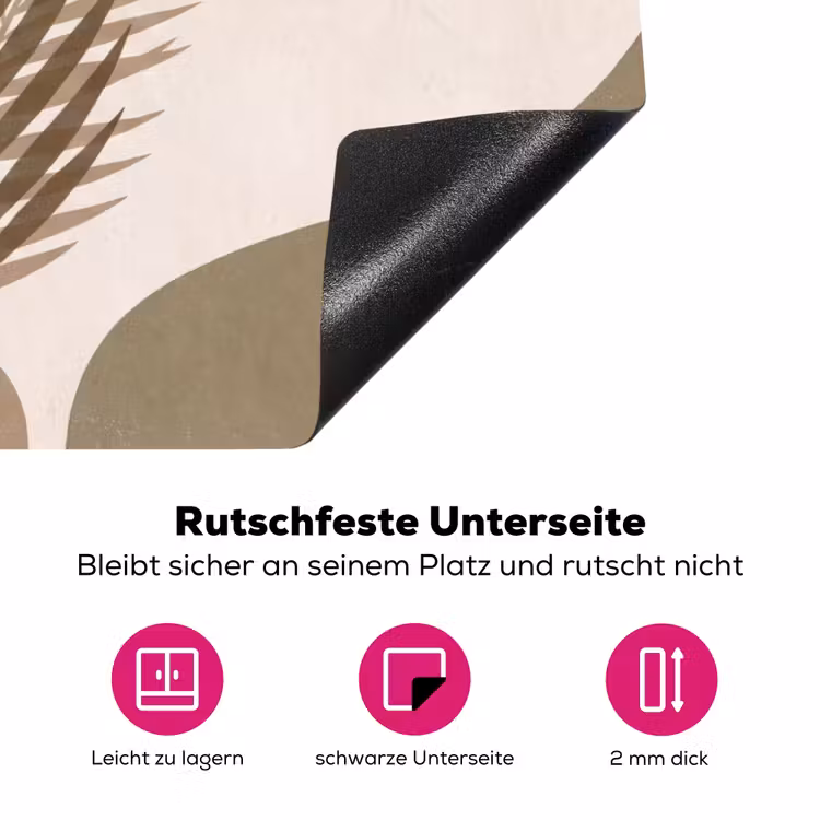 Planten - Bladeren - Abstract - Modern - Beige Inductie beschermer vinyl 3mm klein -zzzzzzz-lf-onderkant