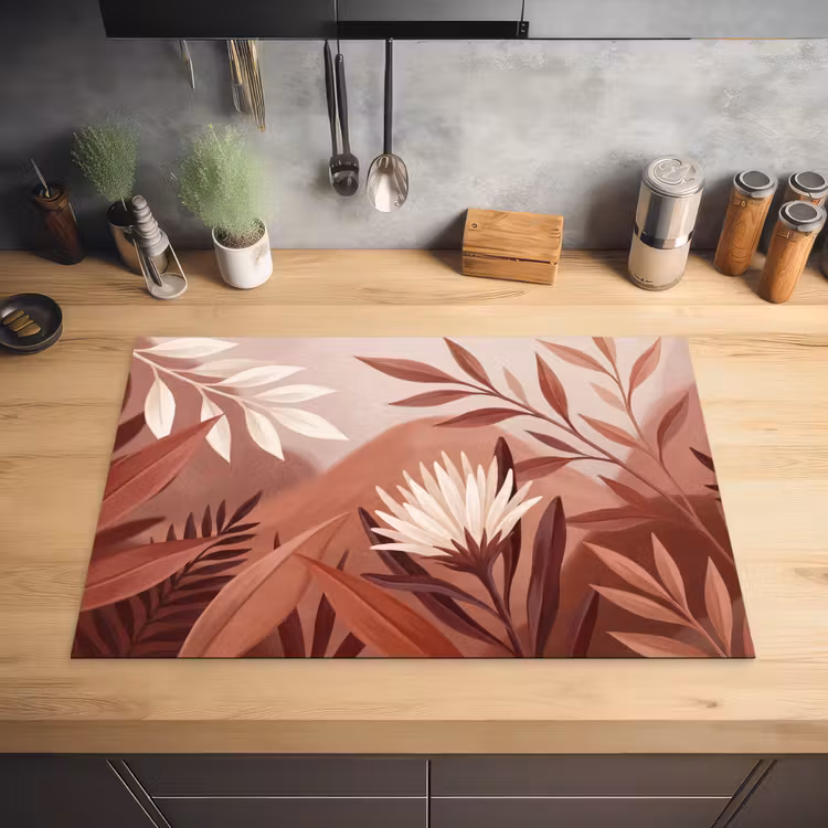 Planten - Bladeren - Botanisch - Modern - Bruin Inductie beschermer vinyl 3mm klein -sfeer5