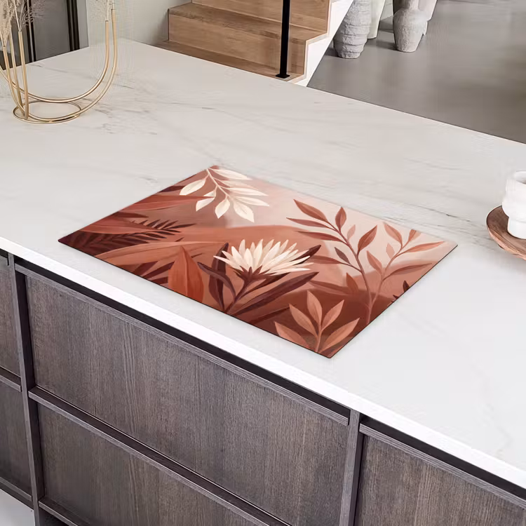 Planten - Bladeren - Botanisch - Modern - Bruin Inductie beschermer vinyl 3mm klein -sfeer8