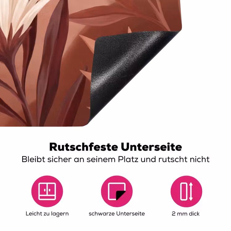 Planten - Bladeren - Botanisch - Modern - Bruin Inductie beschermer vinyl 3mm klein -zzzzzzz-lf-onderkant
