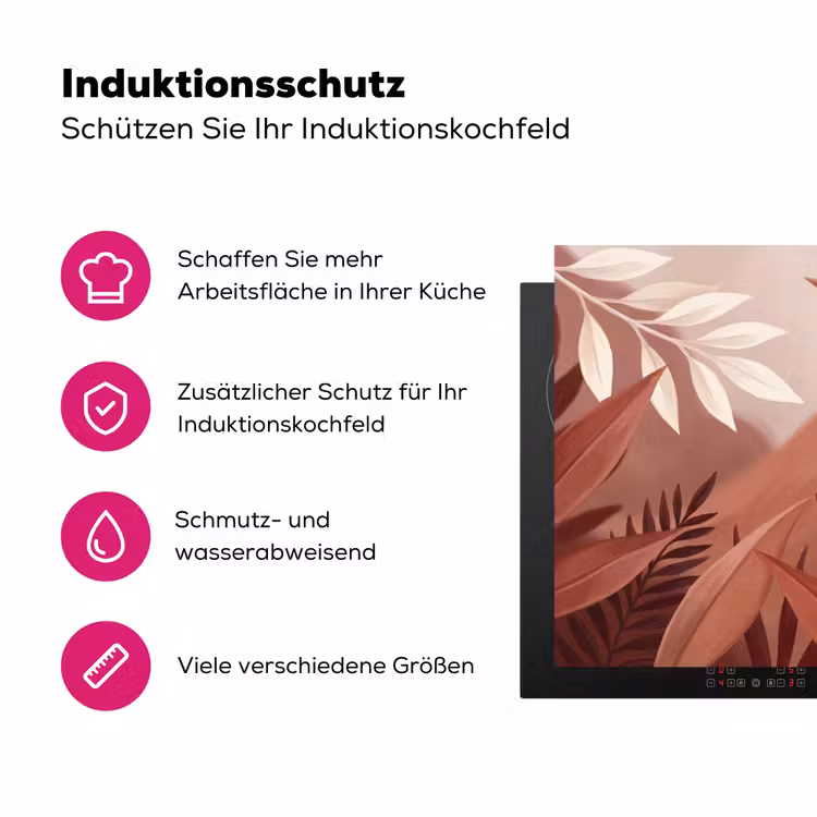 Planten - Bladeren - Botanisch - Modern - Bruin Inductie beschermer vinyl 3mm klein -zzzzzzz-lf-ups