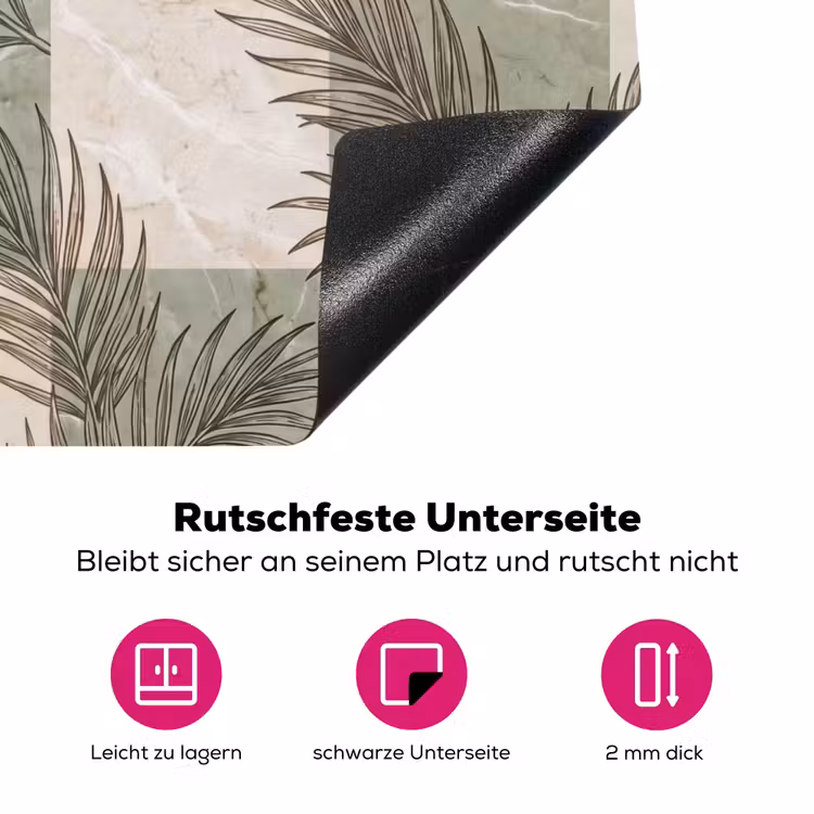 Planten - Bladeren - Marmer - Modern - Groen Inductie beschermer vinyl 3mm middel -zzzzzzz-lf-onderkant