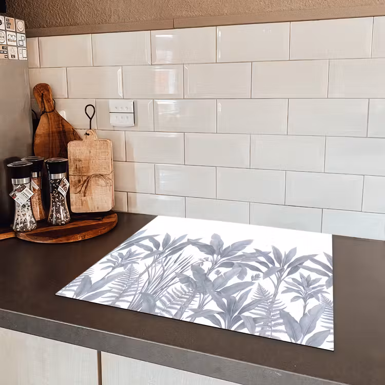 Planten - Bladeren - Natuur - Grijs Inductie beschermer vinyl 3mm middel -sfeer3