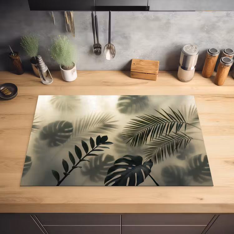 Planten - Bladeren - Schaduwen - Groen - Modern Inductie beschermer vinyl 3mm klein -sfeer5