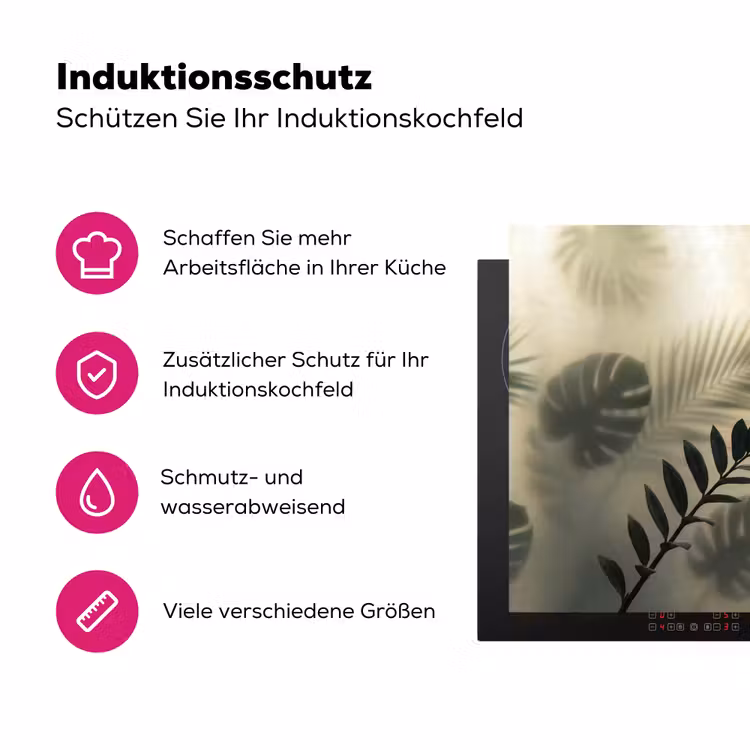 Planten - Bladeren - Schaduwen - Groen - Modern Inductie beschermer vinyl 3mm klein -zzzzzzz-lf-ups