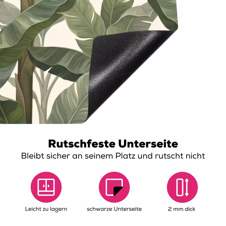 Planten - Bladeren - Tropisch - Groen Inductie beschermer vinyl 3mm klein -zzzzzzz-lf-onderkant