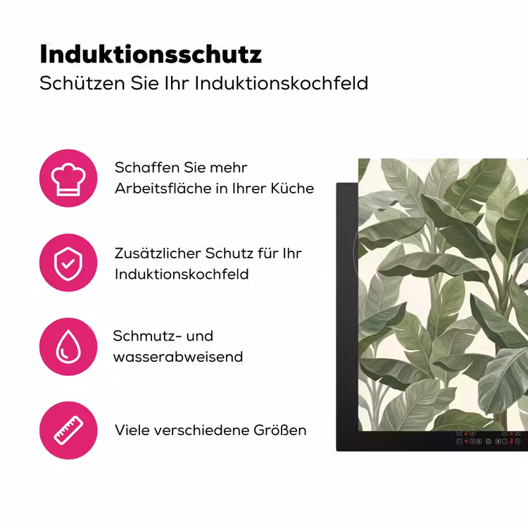 Planten - Bladeren - Tropisch - Groen Inductie beschermer vinyl 3mm klein -zzzzzzz-lf-ups